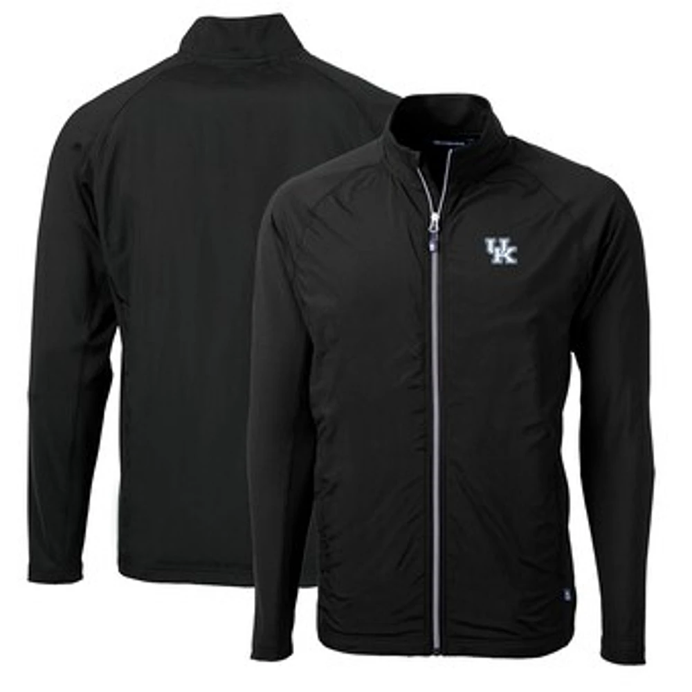 Men's Cutter & Buck Black Kentucky Wildcats Big & Tall Adapt Eco Knit Hybrid Recycled Full-Zip Jacket