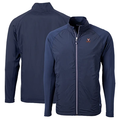 Men's Cutter & Buck Navy Virginia Cavaliers Big Tall Adapt Eco Knit Hybrid Recycled Full-Zip Jacket
