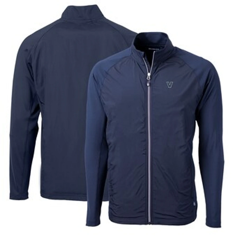 Men's Cutter & Buck Navy Villanova Wildcats Big Tall Adapt Eco Knit Hybrid Recycled Full-Zip Jacket
