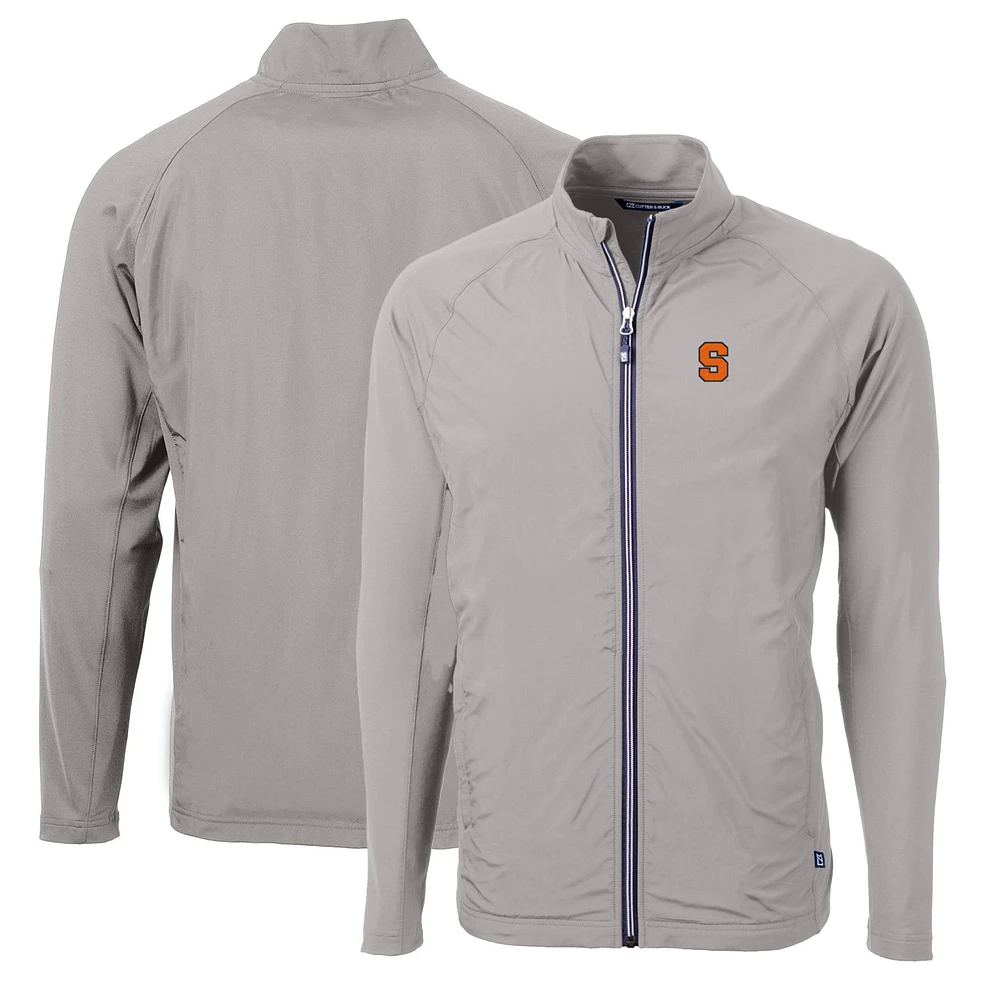 Men's Cutter & Buck Gray Syracuse Orange Big Tall Adapt Eco Knit Hybrid Recycled Full-Zip Jacket
