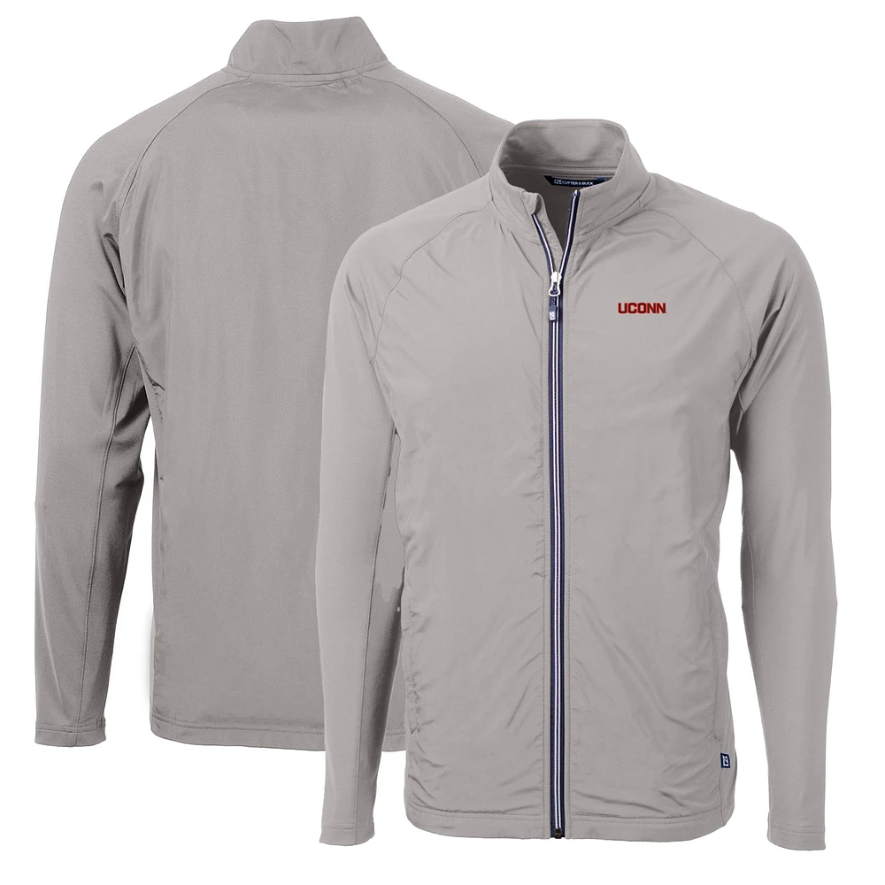 Men's Cutter & Buck Gray UConn Huskies Big & Tall Adapt Eco Knit Hybrid Recycled Full-Zip Jacket