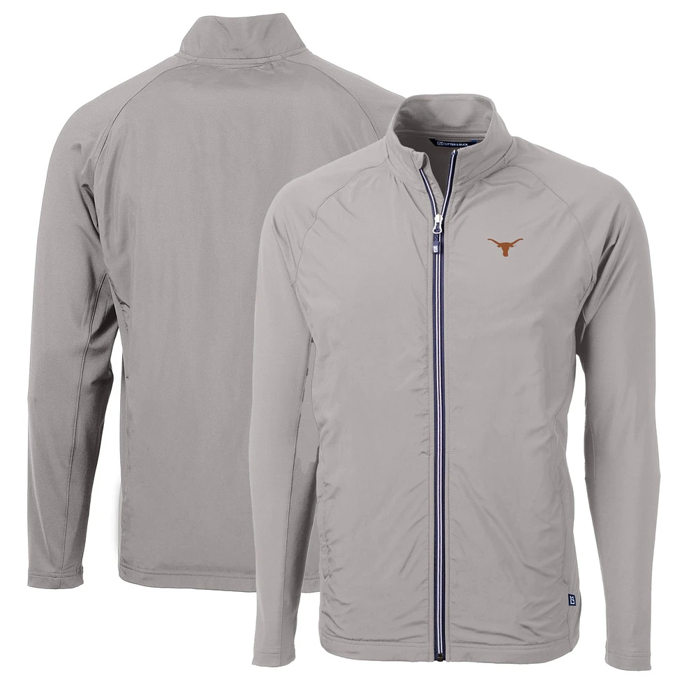 Men's Cutter & Buck Gray Texas Longhorns Big & Tall Adapt Eco Knit Hybrid Recycled Full-Zip Jacket