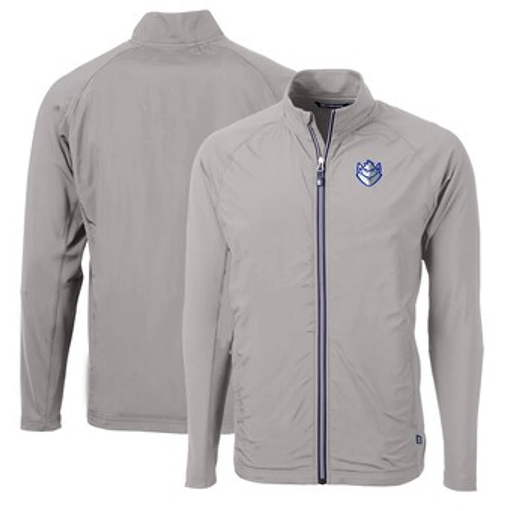 Men's Cutter & Buck Gray Saint Louis Billikens Big Tall Adapt Eco Knit Hybrid Recycled Full-Zip Jacket