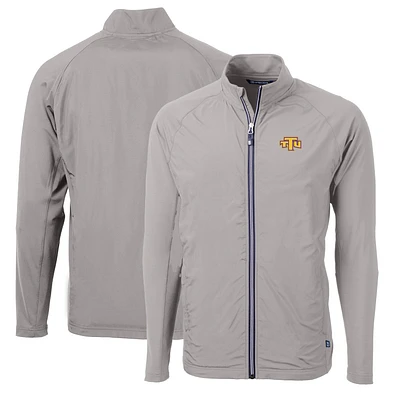 Men's Cutter & Buck Gray Tennessee Tech Golden Eagles Big Tall Adapt Eco Knit Hybrid Recycled Full-Zip Jacket