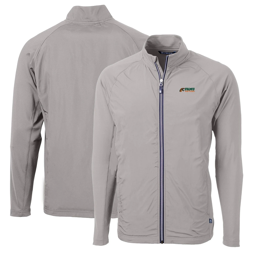 Men's Cutter & Buck Gray Florida A&M Rattlers Big Tall Adapt Eco Knit Hybrid Recycled Full-Zip Jacket
