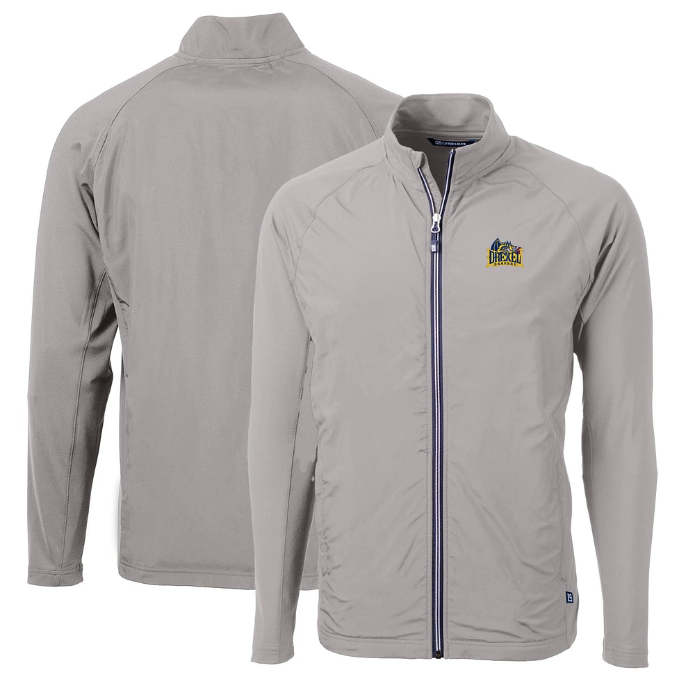 Men's Cutter & Buck Gray Drexel Dragons Big Tall Adapt Eco Knit Hybrid Recycled Full-Zip Jacket