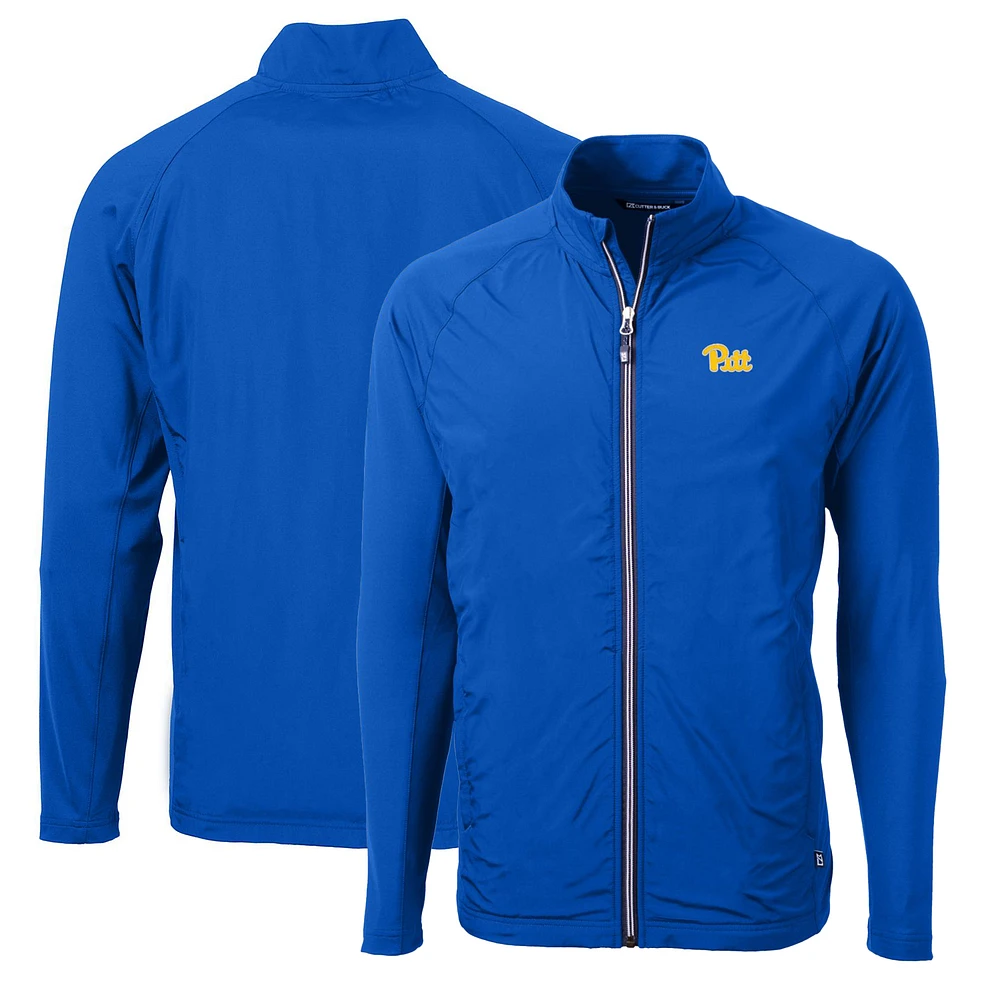 Men's Cutter & Buck Royal Pitt Panthers Big Tall Adapt Eco Knit Hybrid Recycled Full-Zip Jacket