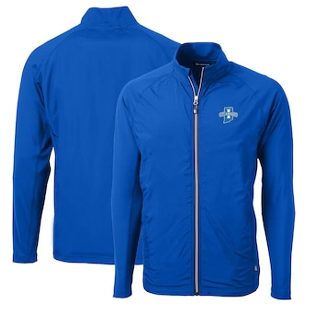 Men's Cutter & Buck Royal Indiana State Sycamores Big Tall Adapt Eco Knit Hybrid Recycled Full-Zip Jacket