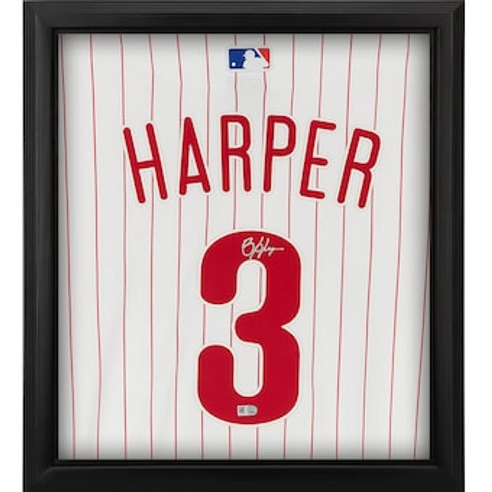 Bryce Harper Philadelphia Phillies Autographed Nike White Authentic MLB Jersey Shadowbox