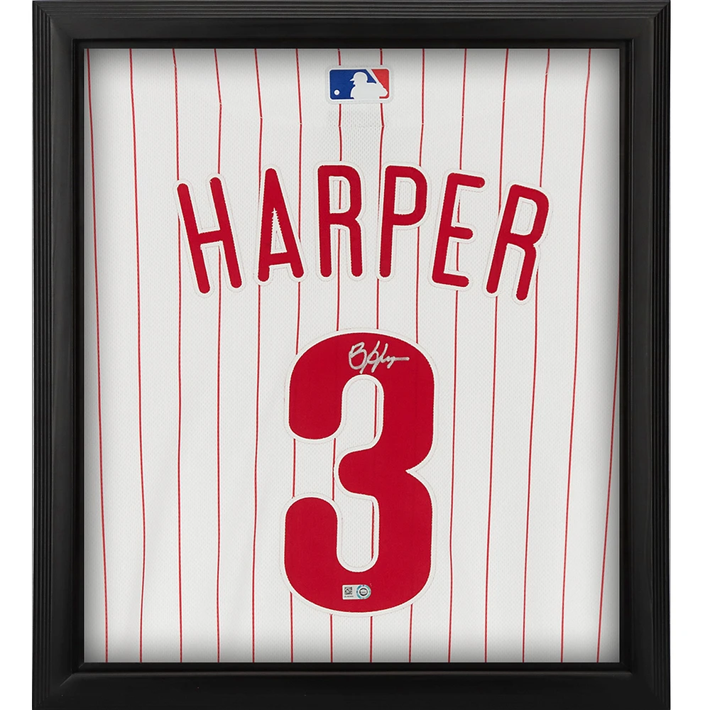 Bryce Harper Philadelphia Phillies Autographed Nike White Authentic MLB Jersey Shadowbox