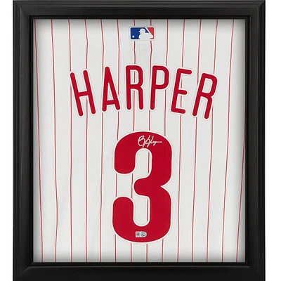 Bryce Harper Philadelphia Phillies Autographed Nike White Authentic MLB Jersey Shadowbox