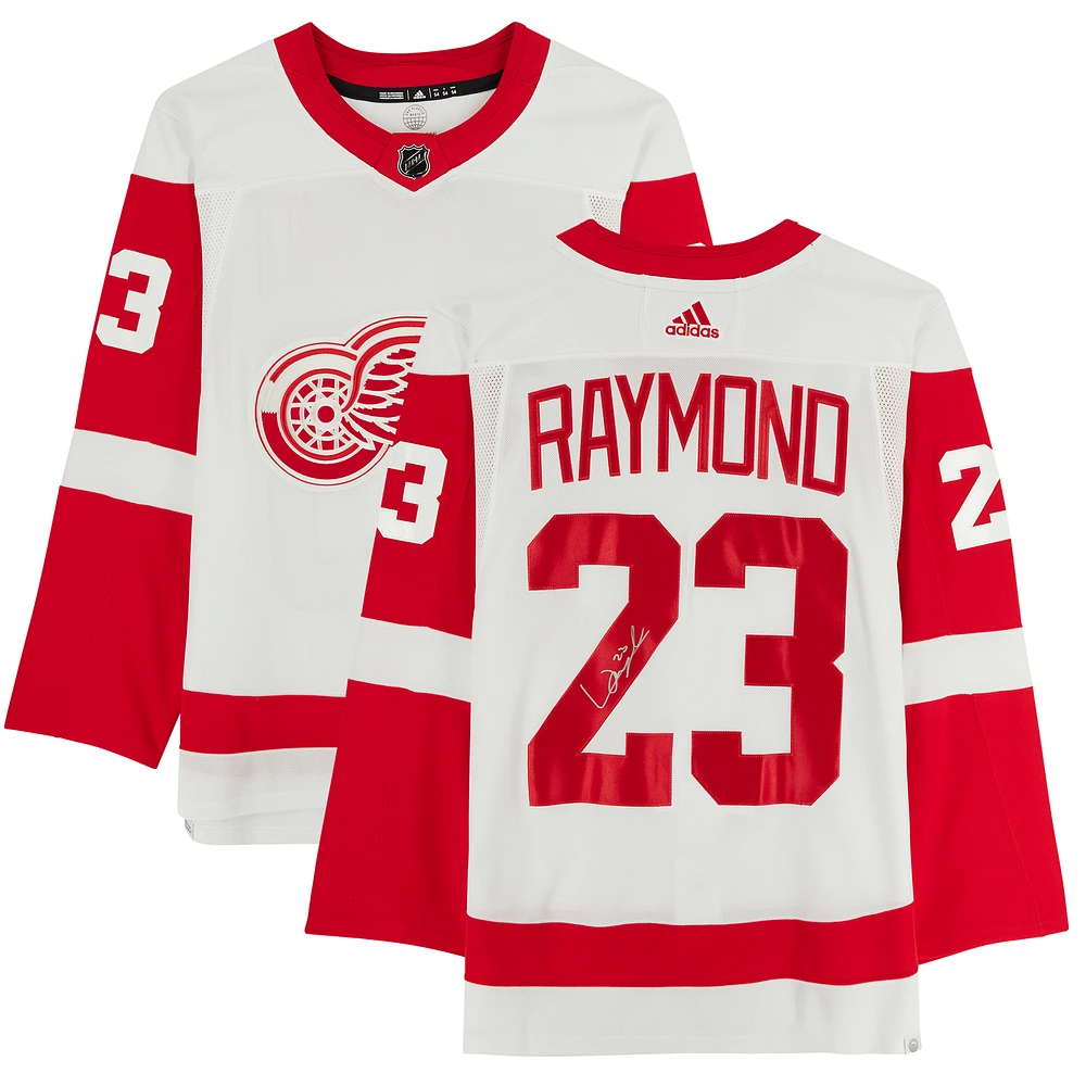 Lucas Raymond White Detroit Red Wings Autographed adidas Authentic Jersey