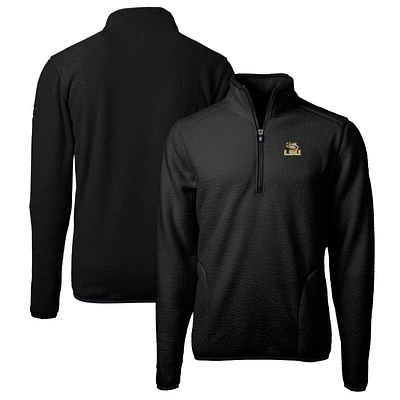 Men's Cutter & Buck Black LSU Tigers Big & Tall Cascade Eco Sherpa Fleece Quarter-Zip Jacket