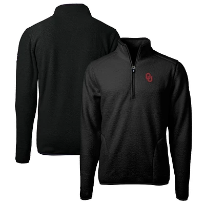Men's Cutter & Buck Black Oklahoma Sooners Big & Tall Cascade Eco Sherpa Fleece Quarter-Zip Jacket