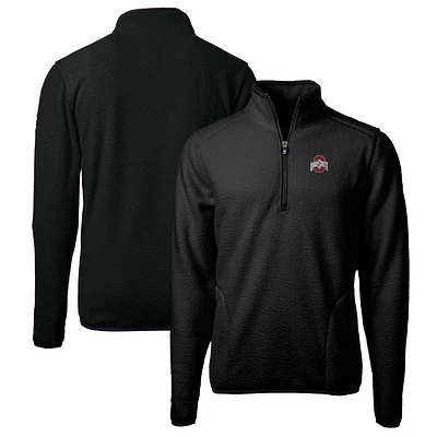 Men's Cutter & Buck Black Ohio State Buckeyes Big & Tall Cascade Eco Sherpa Fleece Quarter-Zip Jacket