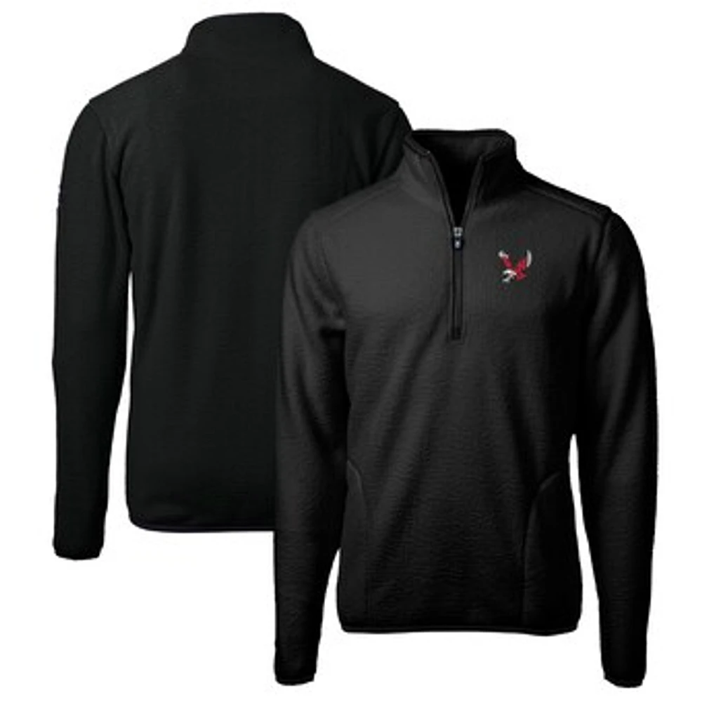 Men's Cutter & Buck Black Eastern Washington Eagles Big Tall Cascade Eco Sherpa Fleece Quarter-Zip Jacket