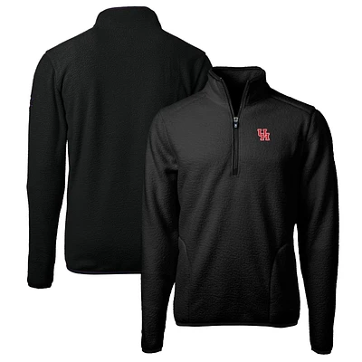 Men's Cutter & Buck Black Houston Cougars Big & Tall Cascade Eco Sherpa Fleece Quarter-Zip Jacket