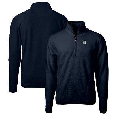 Men's Cutter & Buck Navy Georgetown Hoyas Big & Tall Cascade Eco Sherpa Fleece Quarter-Zip Jacket