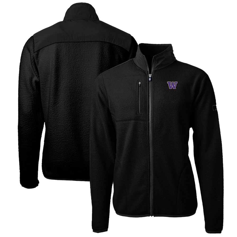 Men's Cutter & Buck Black Washington Huskies Big Tall Cascade Eco Sherpa Fleece Full-Zip Jacket