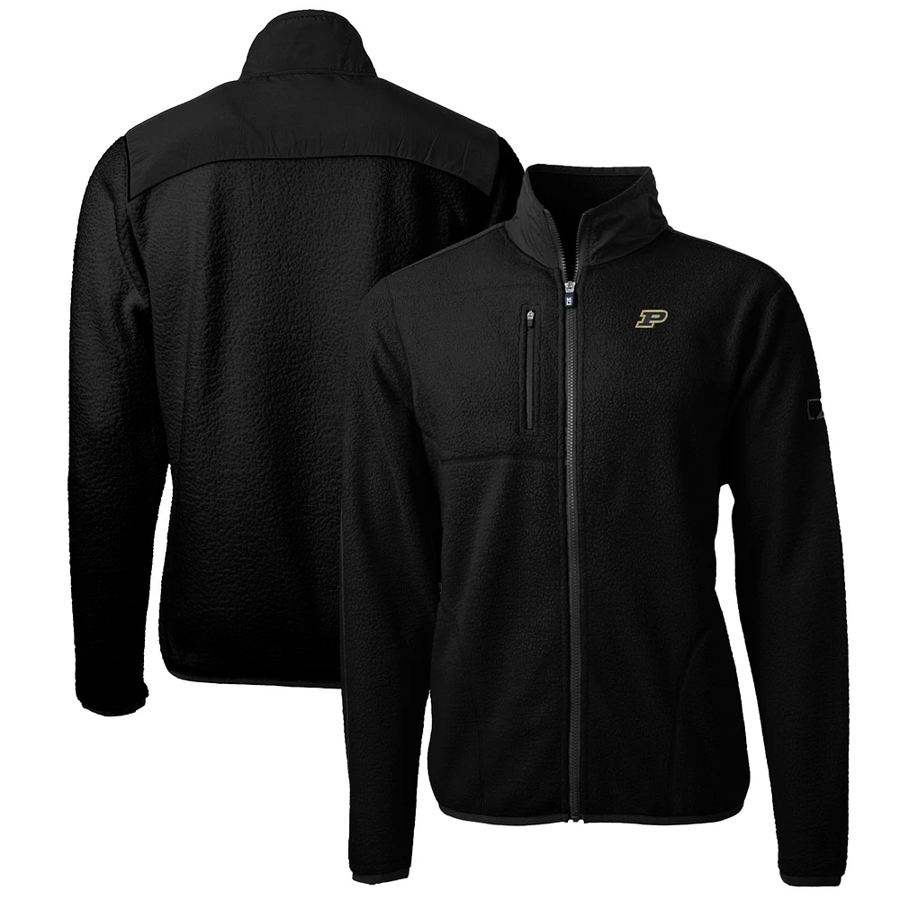 Men's Cutter & Buck Black Purdue Boilermakers Big Tall Cascade Eco Sherpa Fleece Full-Zip Jacket