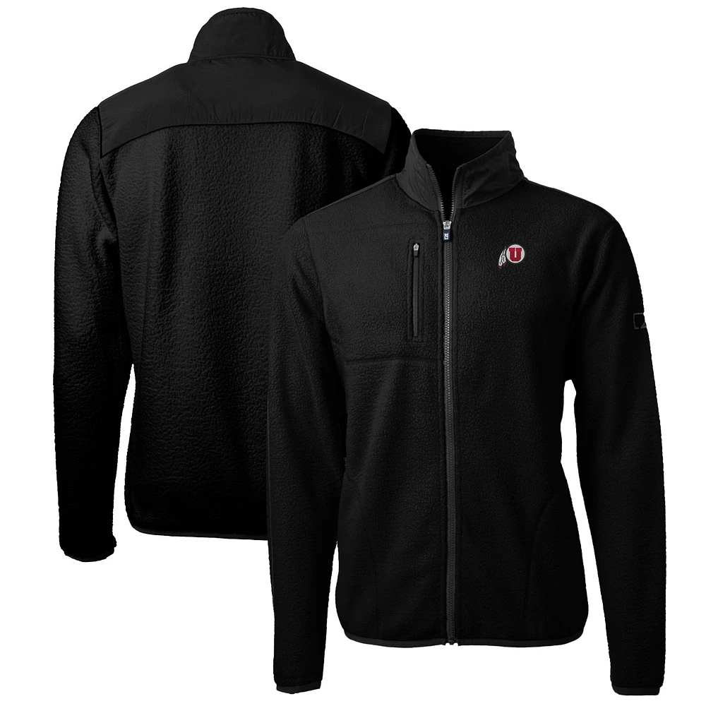 Men's Cutter & Buck Black Utah Utes Big Tall Cascade Eco Sherpa Fleece Full-Zip Jacket