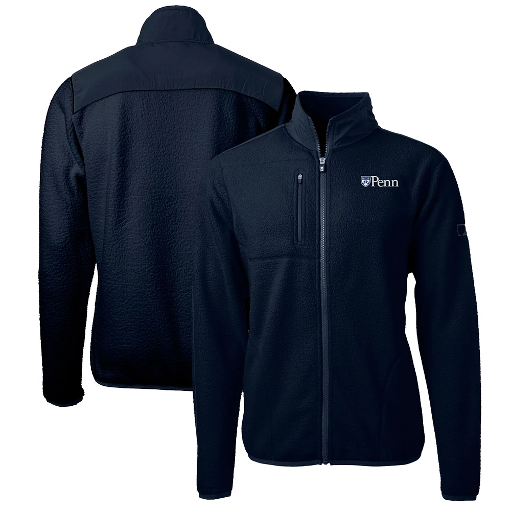 Men's Cutter & Buck Navy Pennsylvania Quakers Big Tall Cascade Eco Sherpa Fleece Full-Zip Jacket