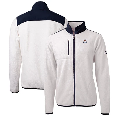 Men's Cutter & Buck White/Navy Virginia Cavaliers Big Tall Cascade Eco Sherpa Fleece Full-Zip Jacket