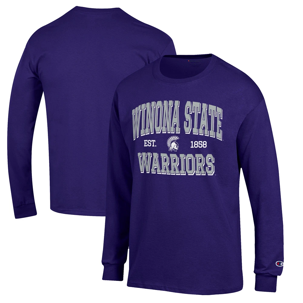 Men's Champion Purple Winona State Warriors Team Jersey Long Sleeve T-Shirt