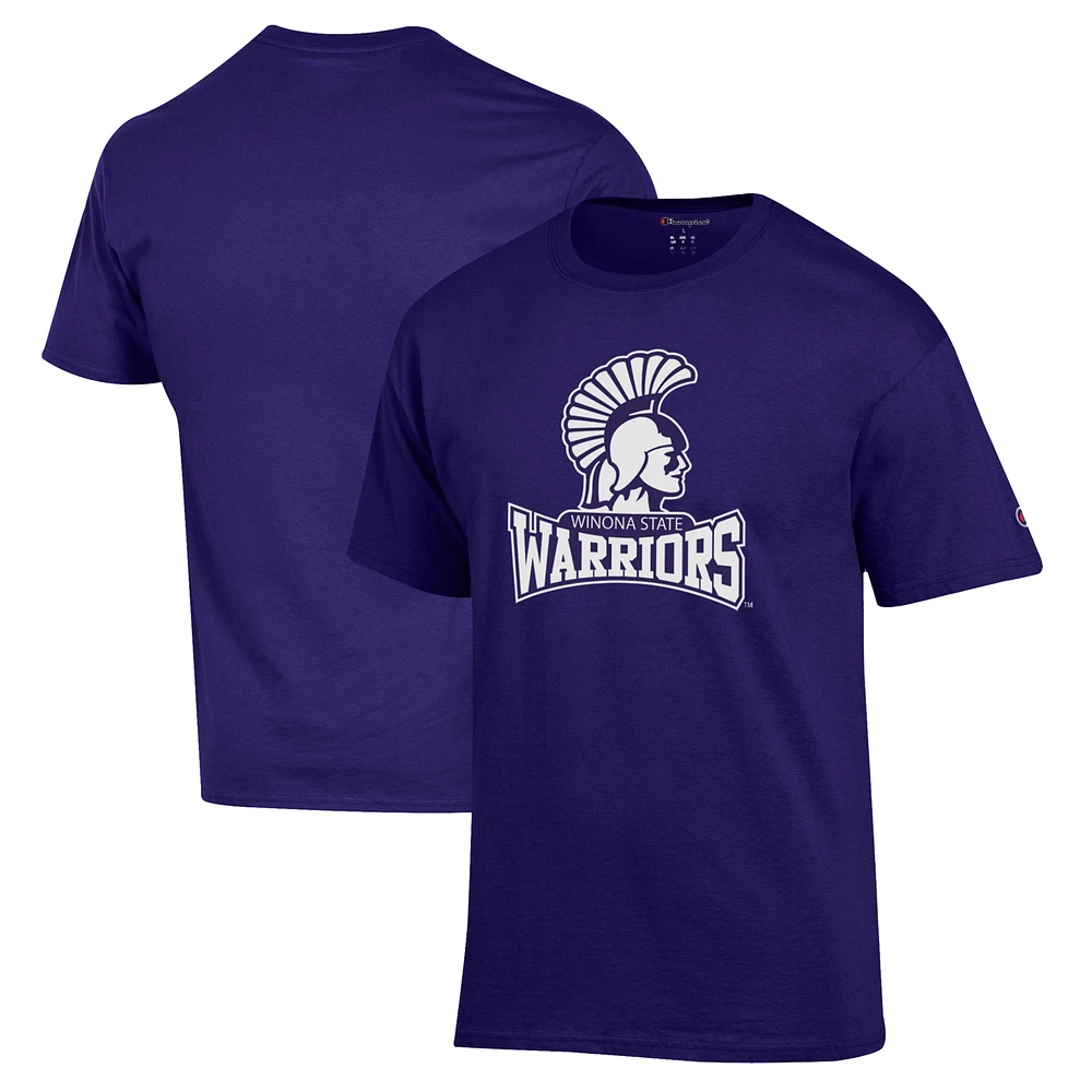 Men's Champion Purple Winona State Warriors Primary Logo Jersey T-Shirt