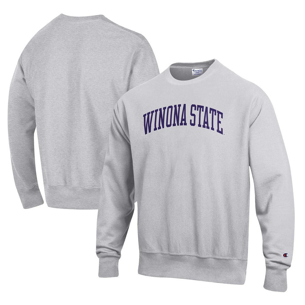 Men's Champion Gray Winona State Warriors Reverse Weave Pullover Sweatshirt