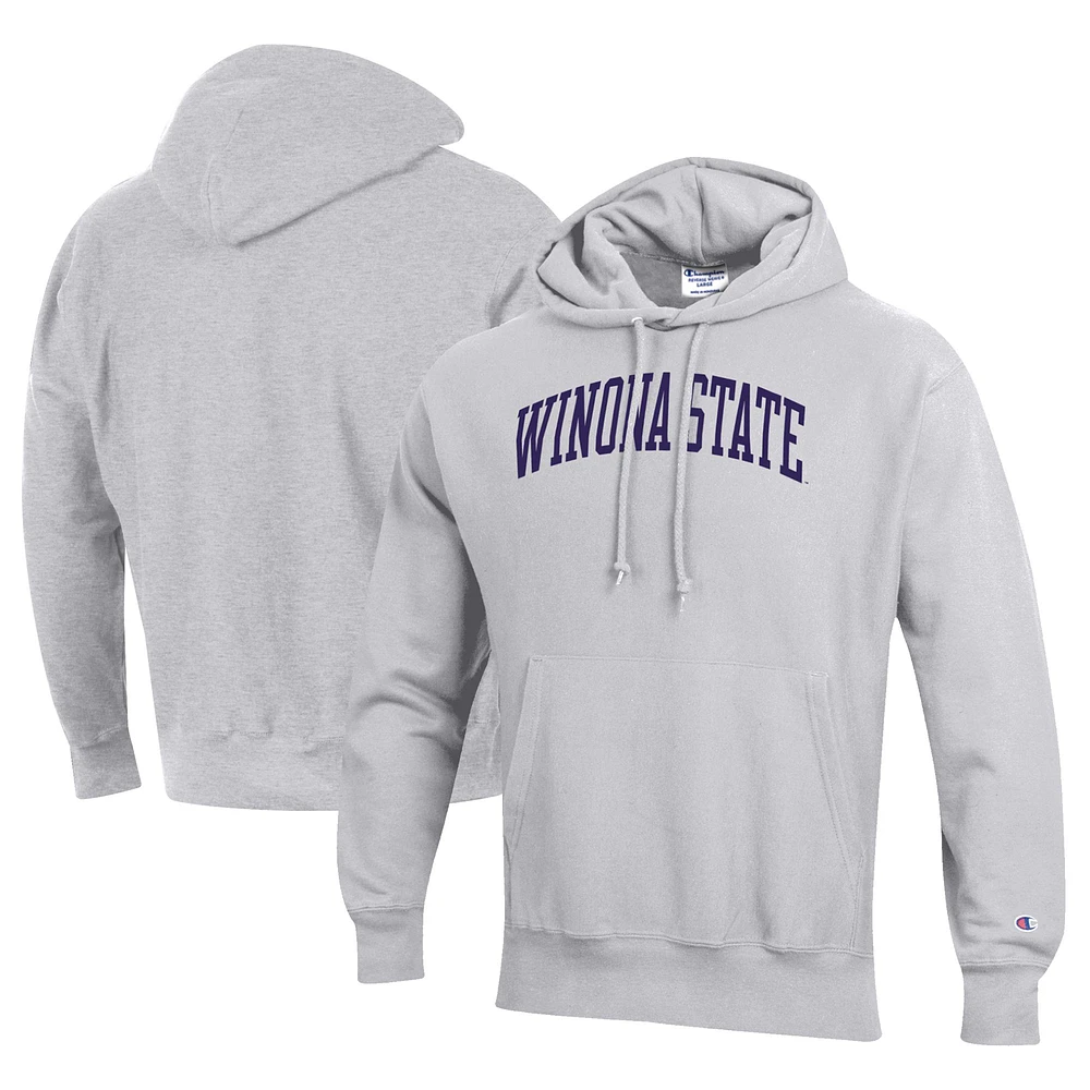 Men's Champion Gray Winona State Warriors Reverse Weave Pullover Hoodie