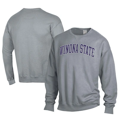 Men's ComfortWash Gray Winona State Warriors Garment Washed Pullover Sweatshirt