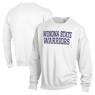 Men's ComfortWash White Winona State Warriors Garment Washed Crewneck Pullover Sweatshirt