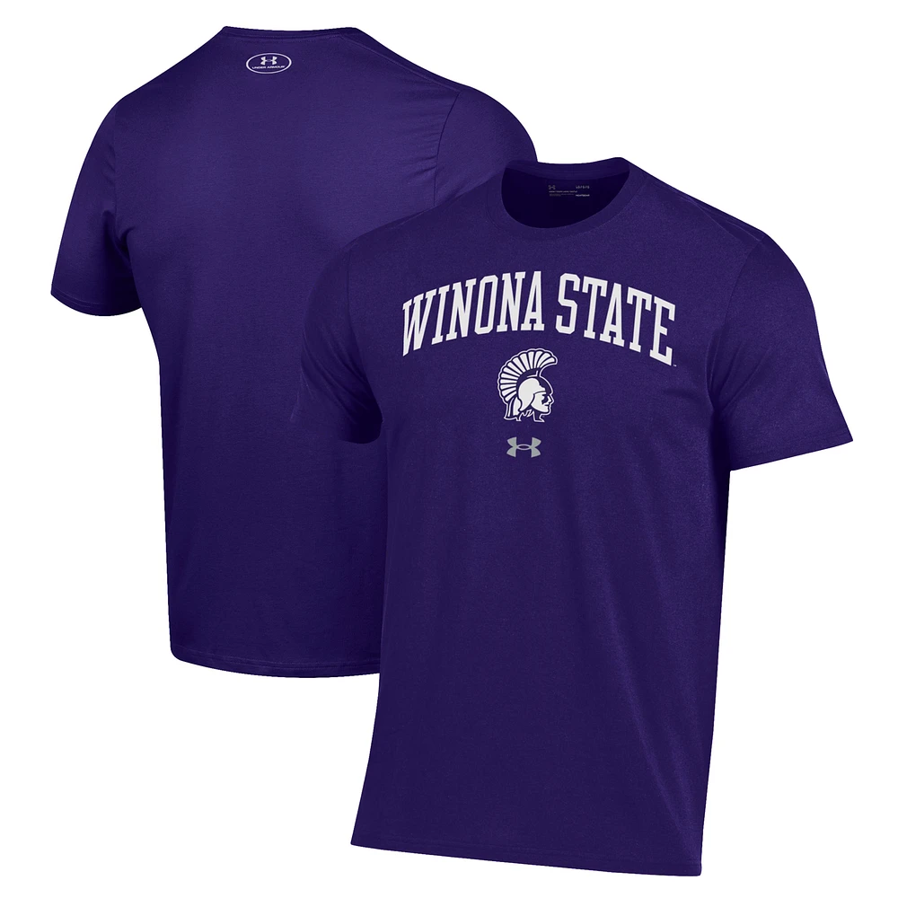 Men's Under Armour Purple Winona State Warriors Performance Cotton T-Shirt
