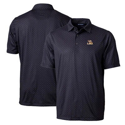 Men's Cutter & Buck Black LSU Tigers Big & Tall Pike Double Dot Print Stretch Polo