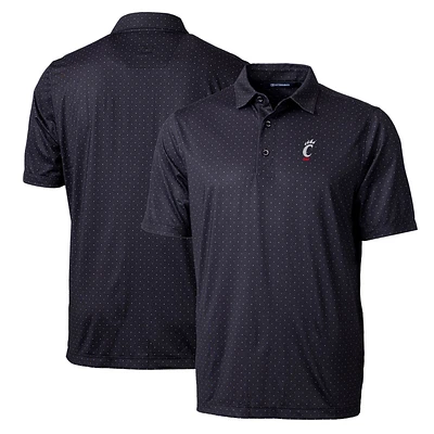 Men's Cutter & Buck Black Cincinnati Bearcats Big & Tall Pike Double Dot Print Stretch Polo