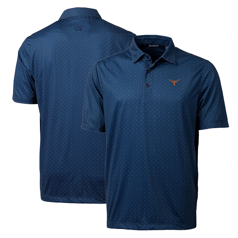 Men's Cutter & Buck Navy Texas Longhorns Big & Tall Pike Double Dot Print Stretch Polo