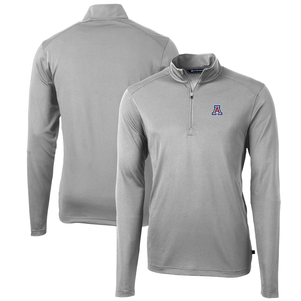 Men's Cutter & Buck Gray Arizona Wildcats Big Tall Virtue Eco Pique Recycled Quarter-Zip Pullover Top
