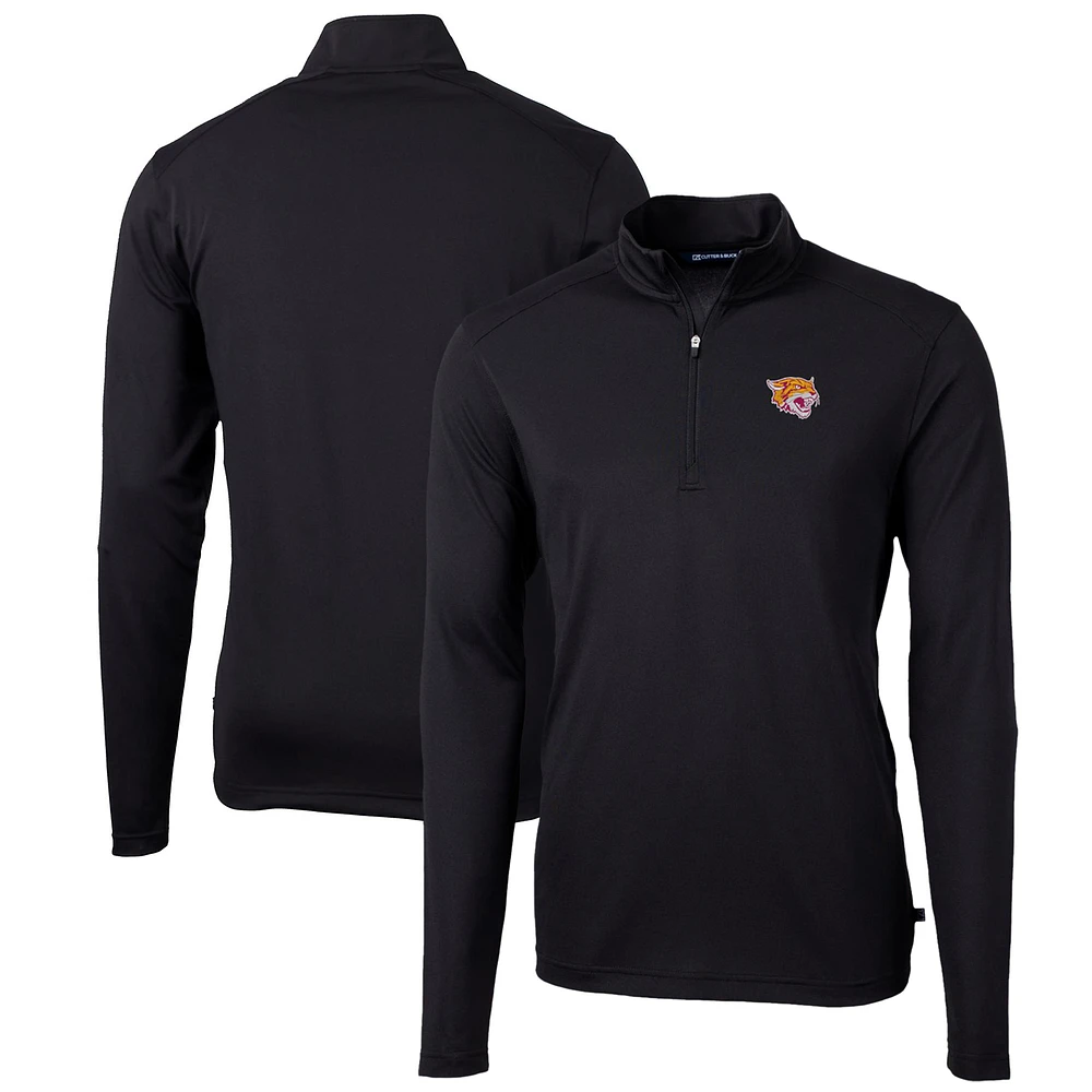 Men's Cutter & Buck Black Bethune-Cookman Wildcats Big Tall Virtue Eco Pique Recycled Quarter-Zip Pullover Top