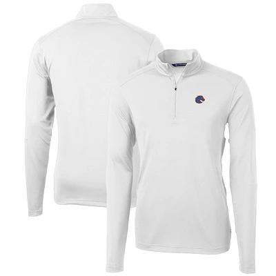Men's Cutter & Buck Boise State Broncos Big Tall Virtue Eco Pique Recycled Quarter-Zip Pullover Top
