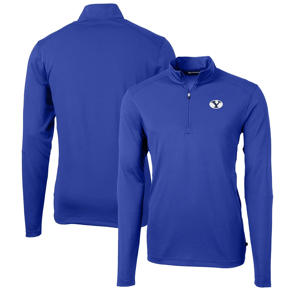 Men's Cutter & Buck Royal BYU Cougars Big Tall Virtue Eco Pique Recycled Quarter-Zip Pullover Top