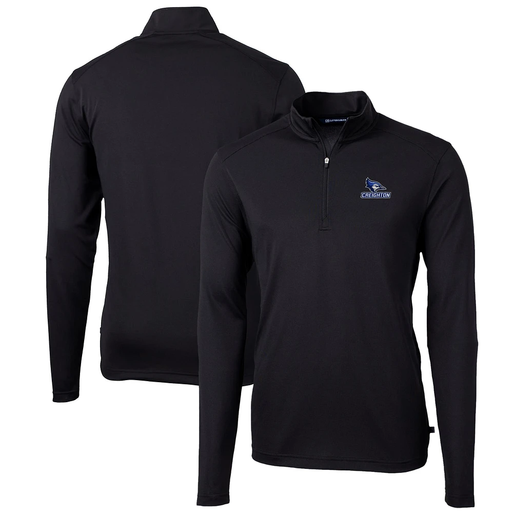 Men's Cutter & Buck Creighton Bluejays Big Tall Virtue Eco Pique Recycled Quarter-Zip Pullover Top