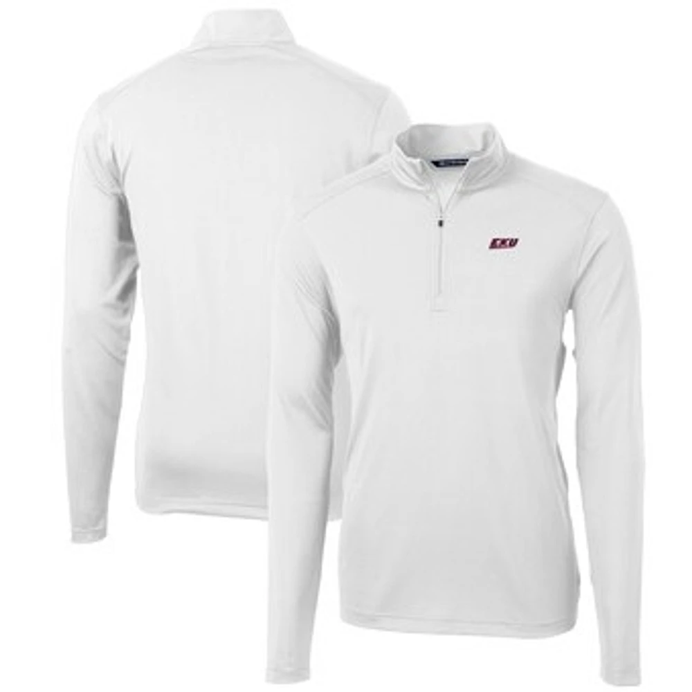 Men's Cutter & Buck Eastern Kentucky Colonels Big Tall Virtue Eco Pique Recycled Quarter-Zip Pullover Top