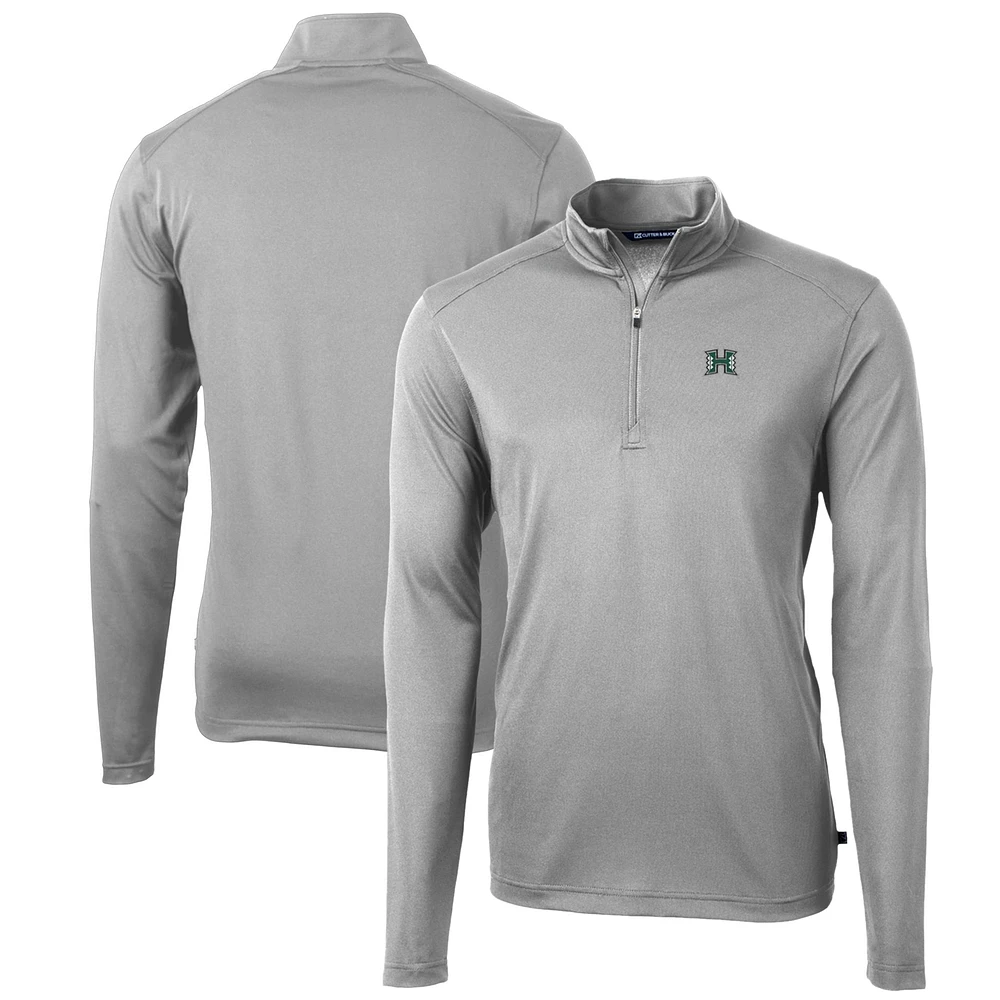 Men's Cutter & Buck Hawaii Warriors Big Tall Virtue Eco Pique Recycled Quarter-Zip Pullover Top