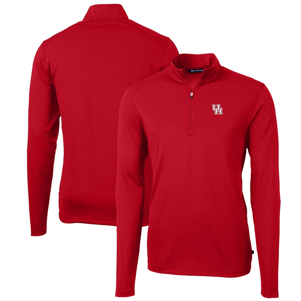 Men's Cutter & Buck Houston Cougars Big Tall Virtue Eco Pique Recycled Quarter-Zip Pullover Top