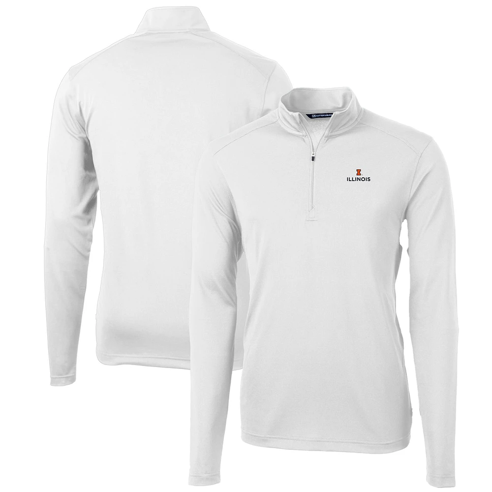Men's Cutter & Buck Illinois Fighting Illini Big & Tall Virtue Eco Pique Recycled Quarter-Zip Pullover Top