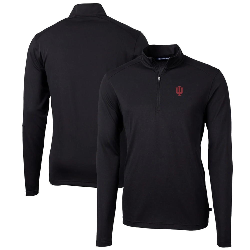 Men's Cutter & Buck Indiana Hoosiers Big Tall Virtue Eco Pique Recycled Quarter-Zip Pullover Top