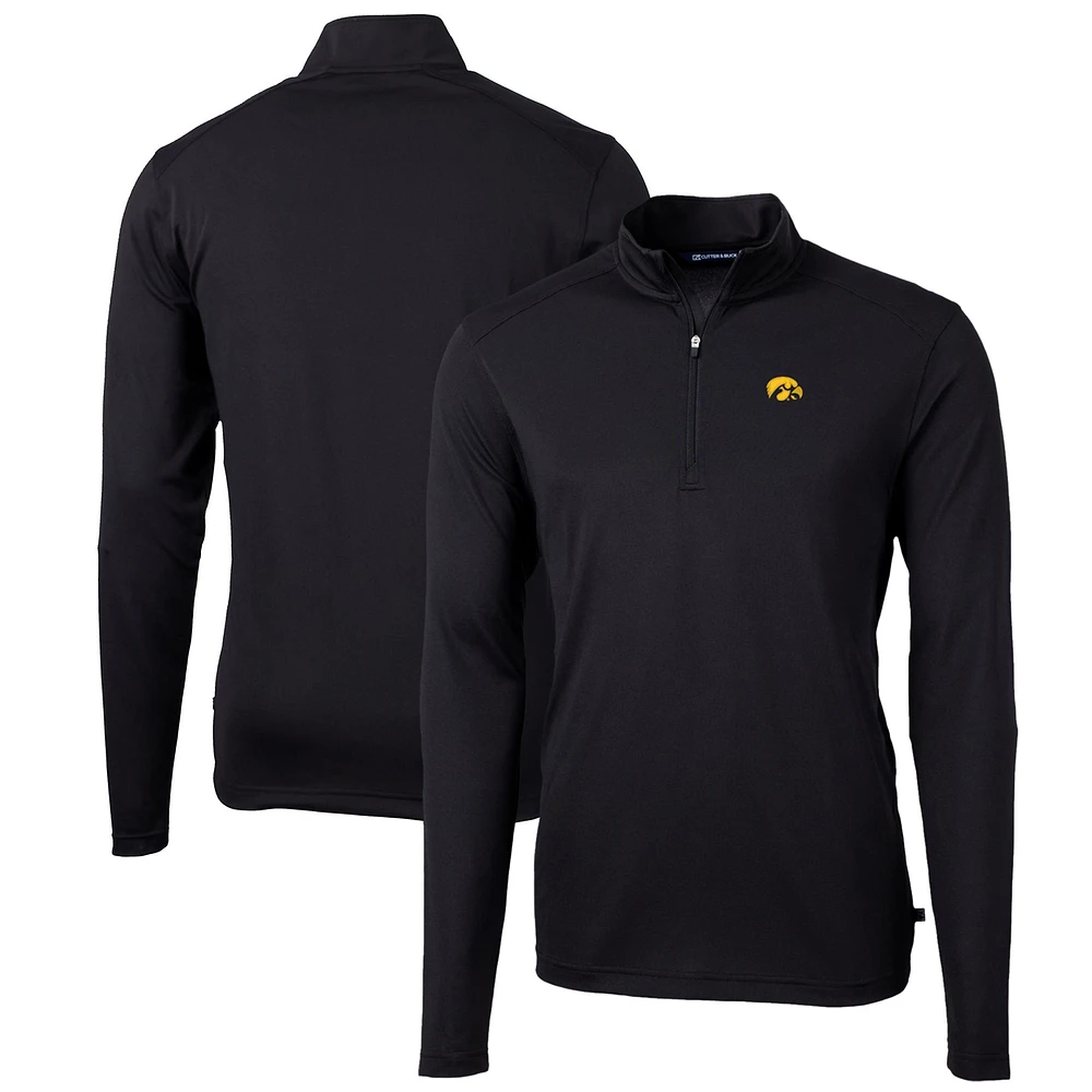 Men's Cutter & Buck Iowa Hawkeyes Big Tall Virtue Eco Pique Recycled Quarter-Zip Pullover Top