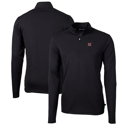 Men's Cutter & Buck Miami University RedHawks Big Tall Virtue Eco Pique Recycled Quarter-Zip Pullover Top