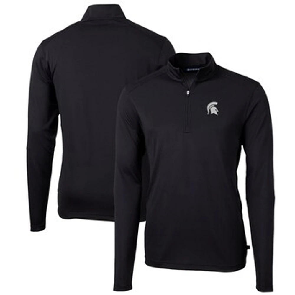 Men's Cutter & Buck Michigan State Spartans Big Tall Virtue Eco Pique Recycled Quarter-Zip Pullover Top